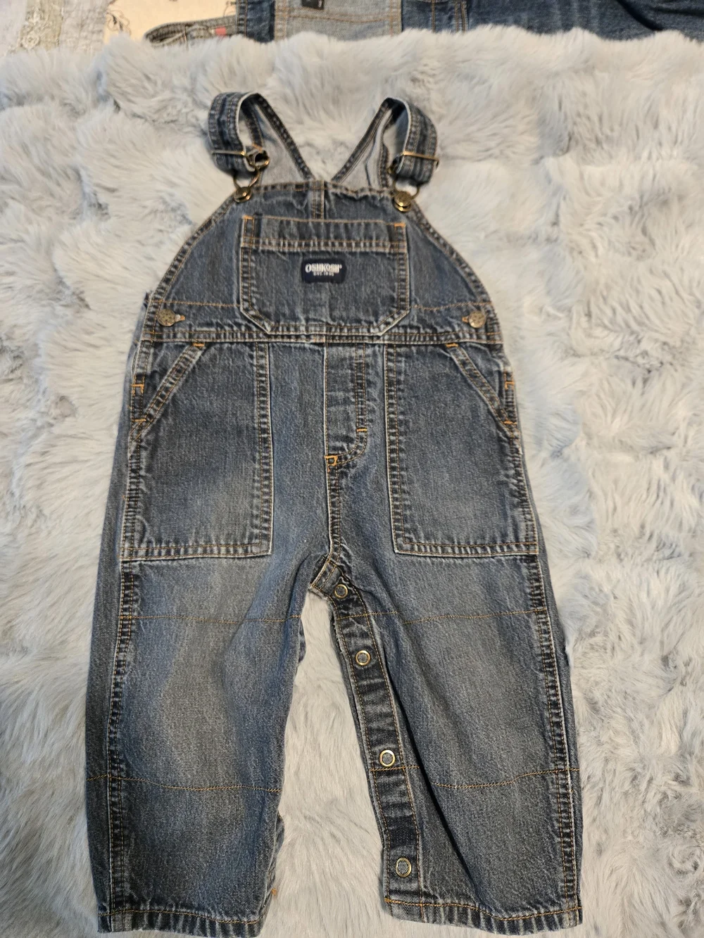 Vintage OshKosh B'gosh Vestbak Denim Baby Overalls 18 Months Snap Bottom 90s